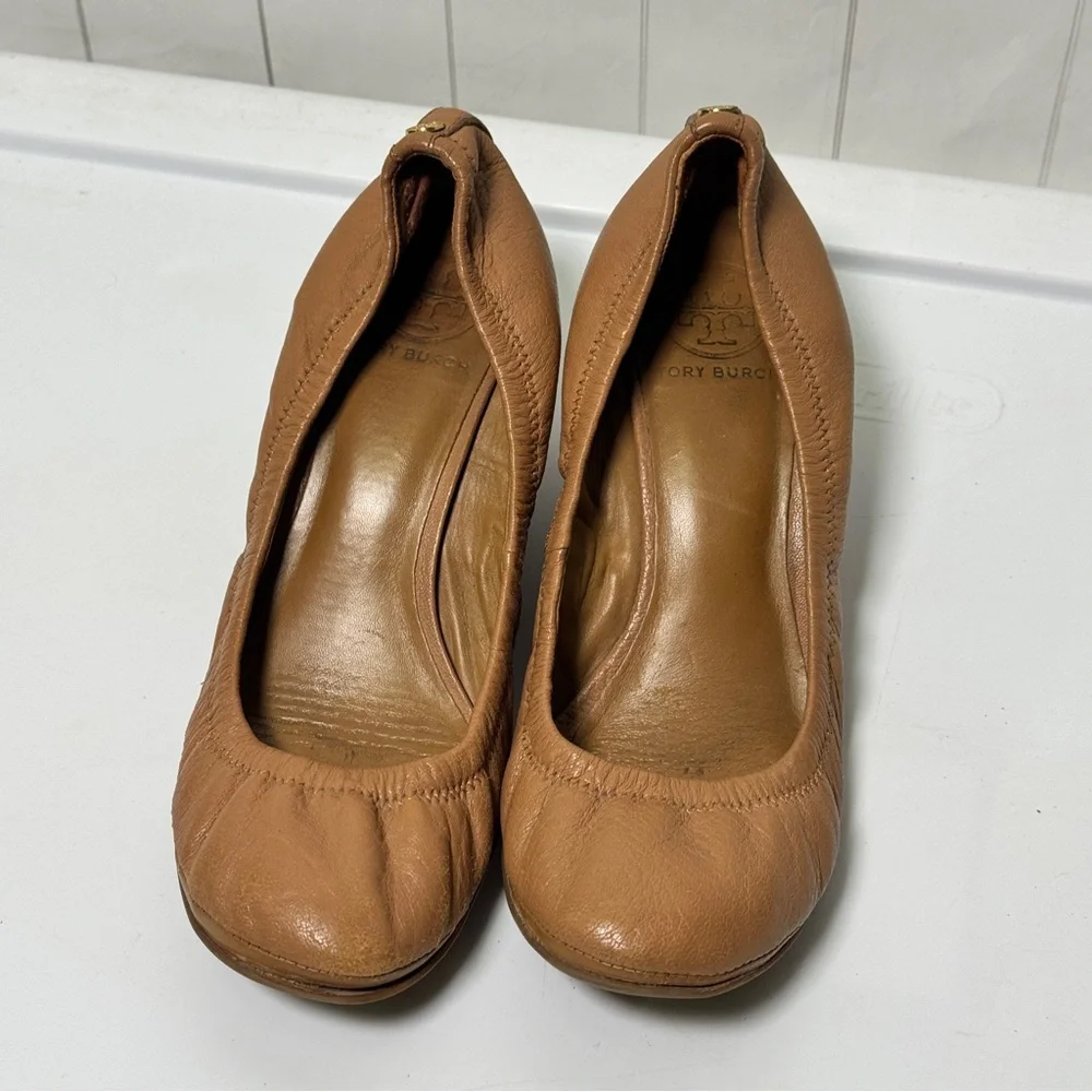 Tory Burch Brown Patent Leather Eddie Wedges Ballet Flats Look Slip On Sandal 9?